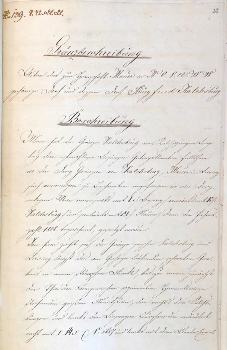 Grenzbeschreibung – historical boundary description document in formal Kurrent