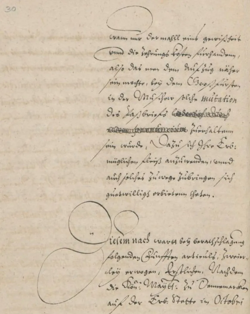 Historical document with ornate calligraphy — from cursive to Kurrent, all made searchable